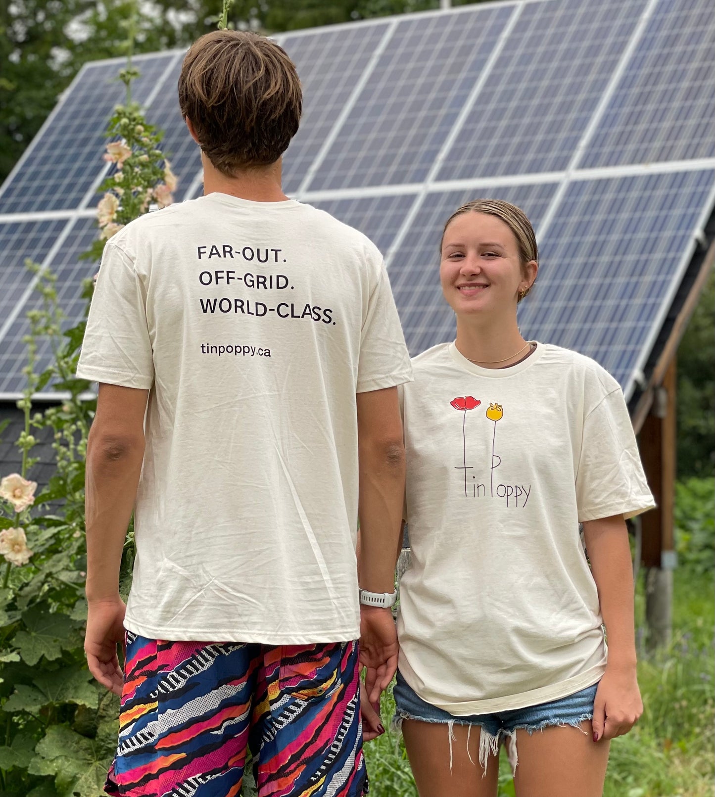 Teenagers wearing Tin Poppy T-shirts 